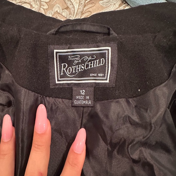 Girls Rothschild black felt jacket with leather details size 12 - Picture 2 of 6